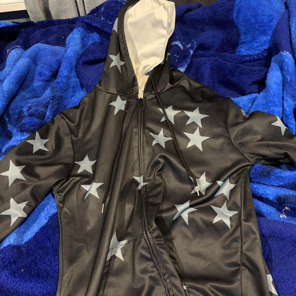 Men's Black and Navy Star Hoodie